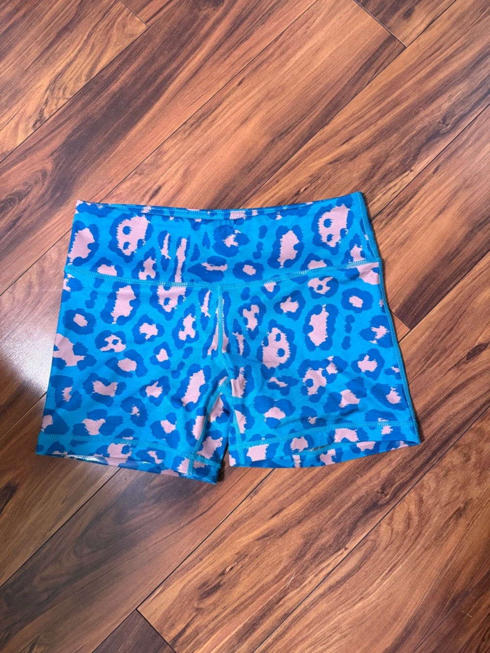 Women’s Blue & Pink Leopard Athletic Shorts